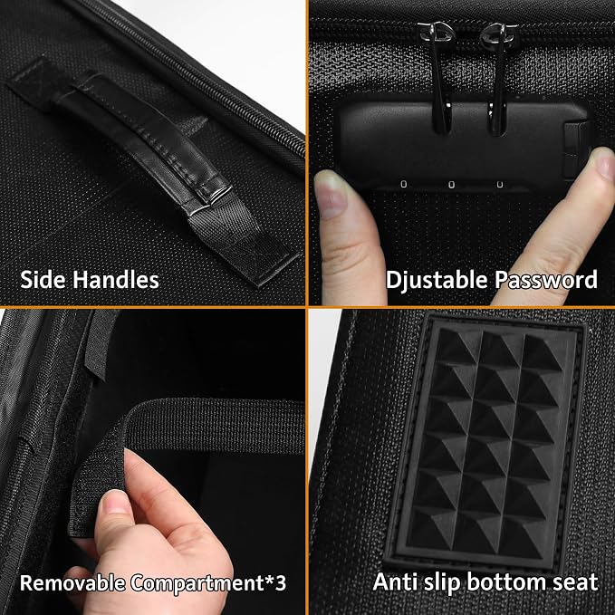 Onvvippiv Vinyl Record Storage Box with Lock, Fireproof Waterproof Resistant Organizer for 100+ 12-Inch Records - Collapsible Storage Box with Handles for Album Collection - Black