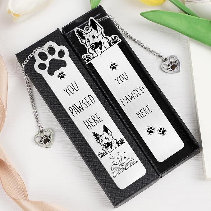 German Shepherd Dog Bookmark Gifts - Shejdgart 2PCS Funny Bookmark for German Shepherd Lovers Cute Dog Mom Book Mark Birthday Gifts for Puppy Lovers Pet Owners Bookworm Women Friends Coworker Men