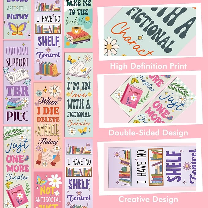 200 Pcs Funny Bookmarks Bulk for Book Lovers: 200 PCS Aesthetic Paper Book Marks for Reading Women, Cute & Funny Reading Accessories, Bookish Gifts for Women Girls Book Club Members Students
