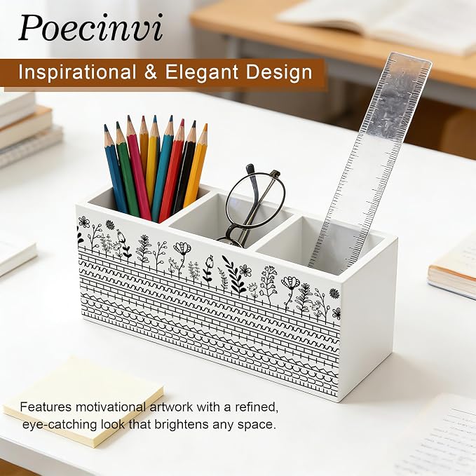 Hidden Funny Message Pencil Holder, Floral Desk Organizer with Secret Swear Word Pattern, Office Gag Gift for Coworkers, Stress Relief Desk Decor