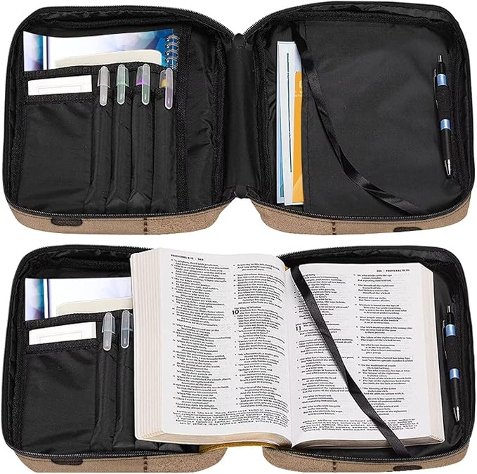 Labrador Paw Print Bible Covers for Women & Men, Bible Organizer Carrying Case with Zippered Pocket Bible Protective Bag, Brown