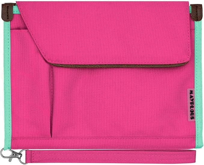 A5 Conference Folder Business Organiser Bag Notepad Carrying Case Document Case A5 Portfolio Organiser Portfolio Binder with Zip (Rose Red)