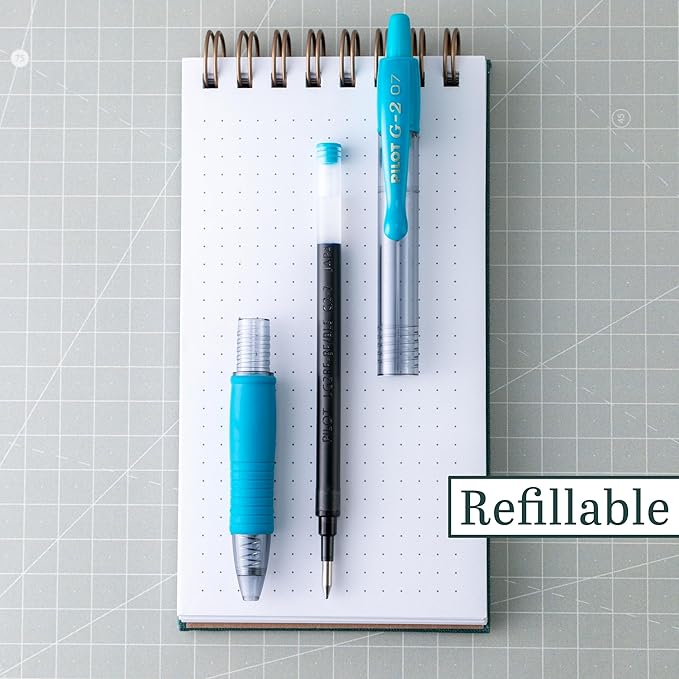 PILOT G2 Premium Refillable & Retractable Rolling Ball Gel Pens, 0.7mm Fine Point, Turquoise, 6-Pack