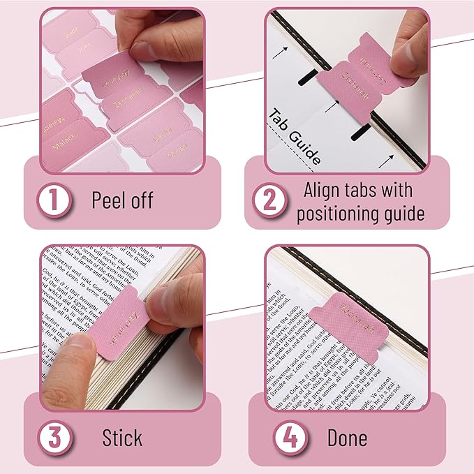 Mr. Pen- Bible Tabs, 75 Tabs, Pink Plum Orchard, Gold Foil Embossed Lettering, Laminated Bible Tabs for Women and Men, Bible Tabs for Study Bible Index Tabs, Bible Book Tabs, Bible Labels Tabs
