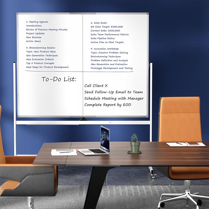 Large Rolling Whiteboard on Wheels, 60" x 48" Double-Sided Mobile White Board with Stand, 5' x 4' Portable Standing Magnetic Dry Erase Board Easel for Home Office Classroom School, Silver