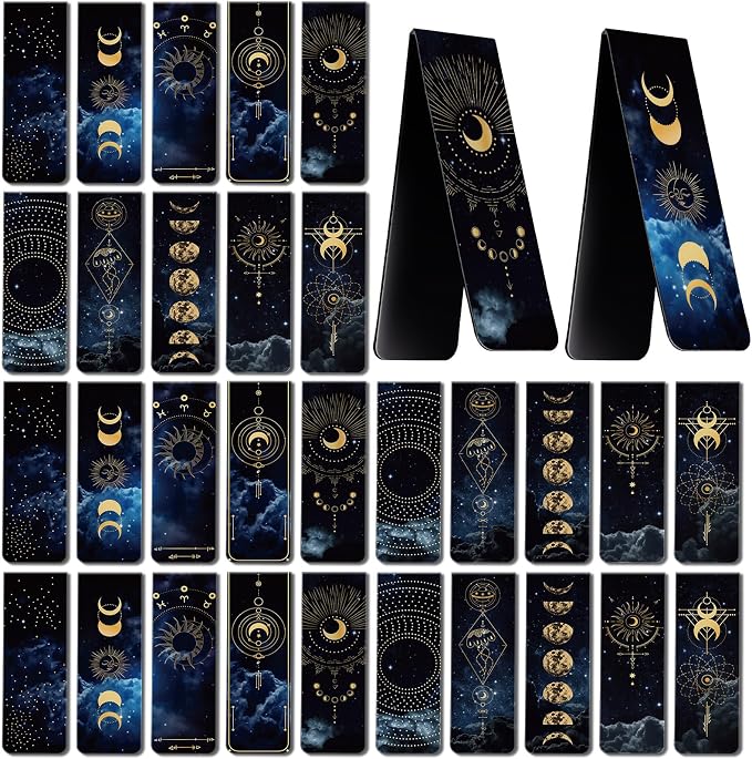 Sinmoe 30 Pieces Magnetic Bookmarks Space Moon Galaxy Magnetic Bookmark Page Clip for Kids Teens Book Students Teachers Lovers Reading Gifts, School Office Accessories, Party Favors, 10 Styles