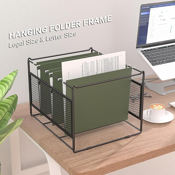 Hanging File Folder Frame for Legal and Letter Size,Hanging File Organizer Holder Rack Hanging Folder Rails for Filing Cabinet Desk Drawer,15.2" L x 12.4" W x 10.5" H,2 Pack