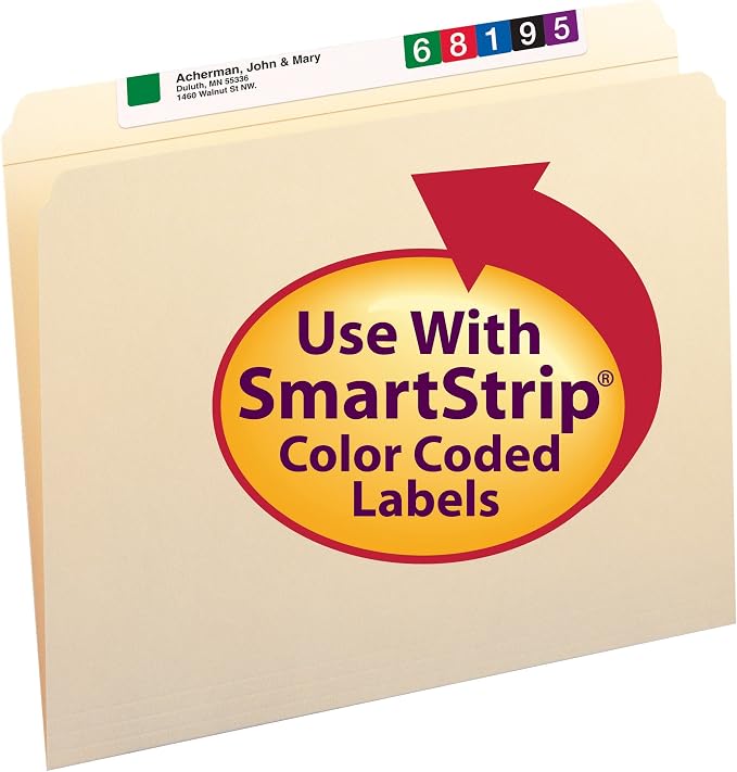 Smead File Folder, Reinforced Straight-Cut Tab (Not Undercut), Letter Size, Manila, 100 per Box (10310) (Pack of 5)