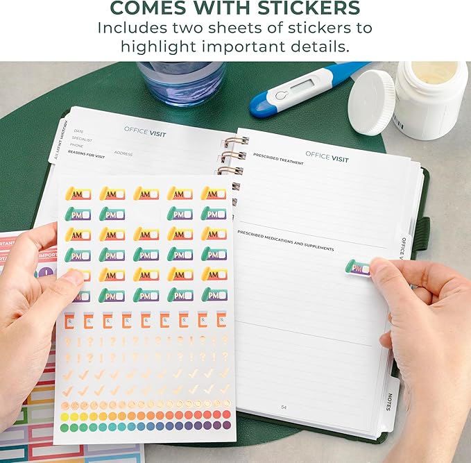 Clever Fox Personal Health Record Keeper – Medical Care Planner – Wellness & Medication Tracker Journal for Patients – Organizer Notebook, Daily Tracking Log Book & Appointment Diary (Forest Green)