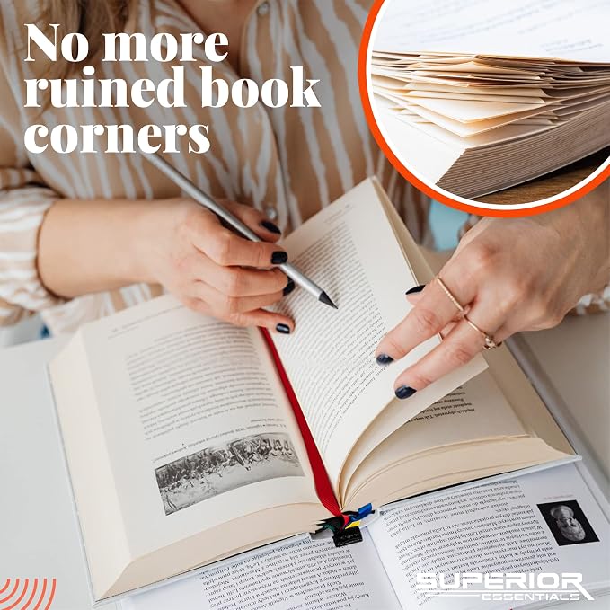 Superior Essentials Magnetic Bible Bookmark - Genuine Leather, Attachable Bible Ribbon Bookmarks for Book Lovers with 5 Strings - No More Flipping Pages Using Our Bible Page Marker (3PC, Rainbow)