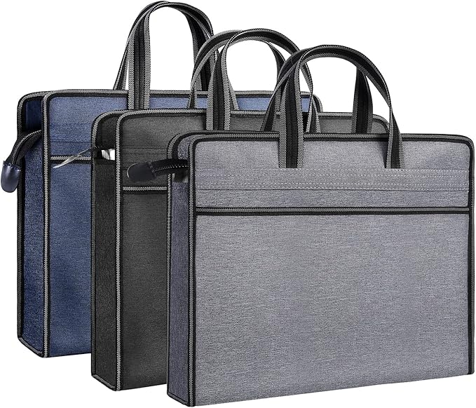 Oxford Zippered Document Bag with Handle File Tote Bag Pouch for Carrying Paper Files Books Filing Folder 1 Pack (H-Blue)
