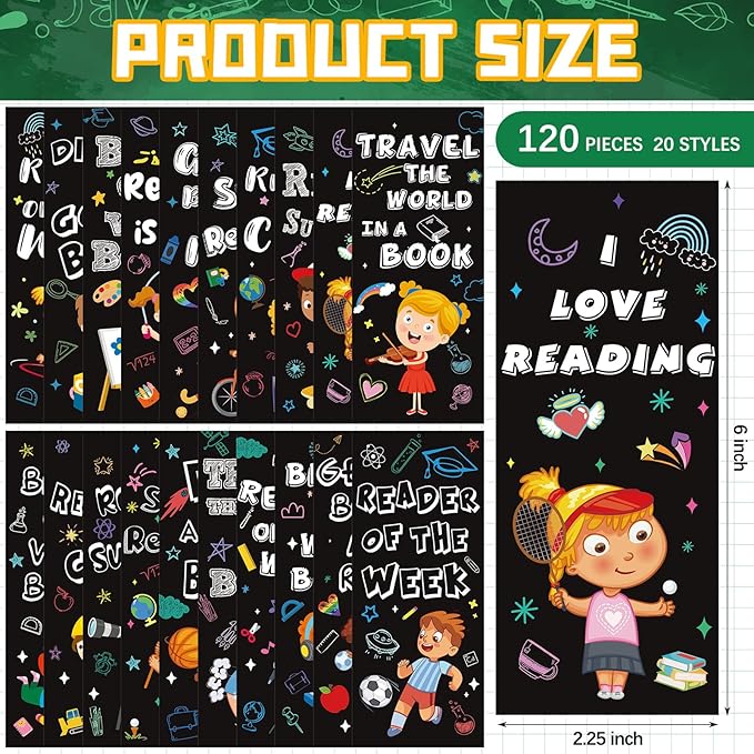 240 Pcs Reading Bookmarks Pencils Bulk 120 Set Fun Bookmarks Pencils Reading Student Gifts 100th Day of School Prizes Classroom Reward Supplies for Book Lover Club Favor Bookish
