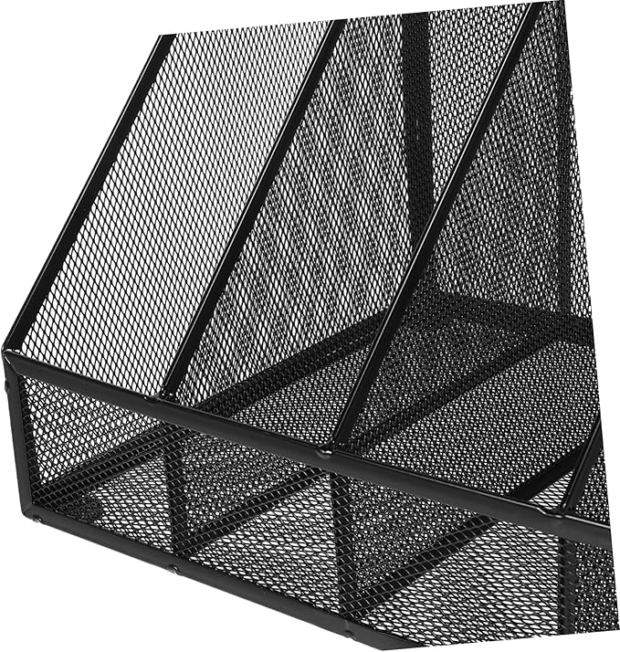 Luxshiny Iron Mesh Compartment File Holder Compartment Desk Organizer for Efficient Office Storage Iron Material for Home and Office Use