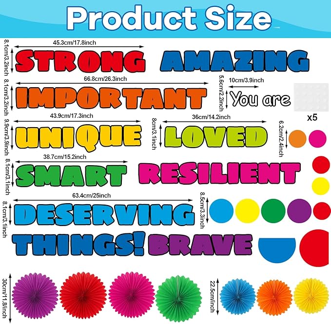 3D Colorful Classroom Door Decorations Affirmation Station Positive Saying Accent Cutouts Motivational You are Door Bulletin Board Set for Back to School Classroom Office Home Wall Doors Supplies