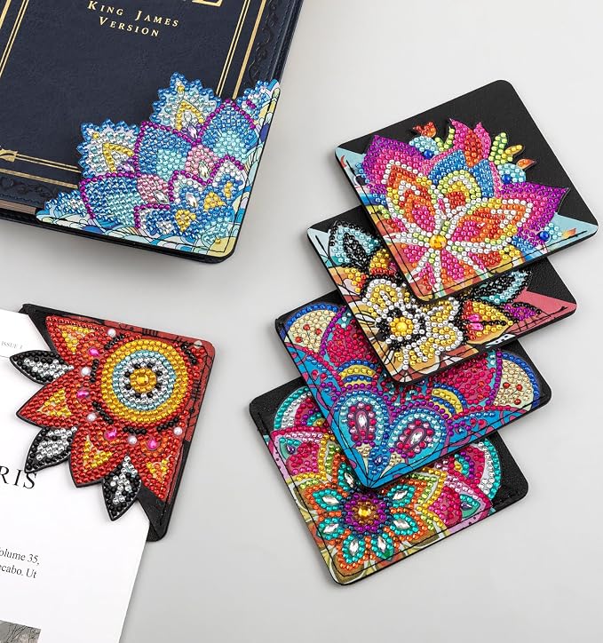 6 PCS Diamond Art Bookmarks, Diamond Painting Bookmarks for Book Lovers DIY Bookmark Corner Bookmark Adults Crafts Art Kits for Adults Kids Home Office