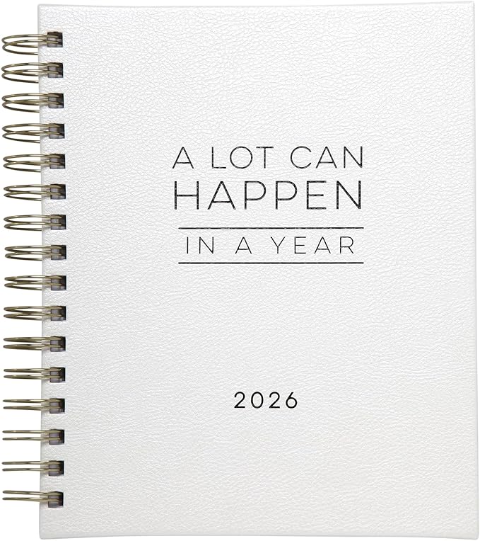 WORLD TRAVELER 2026 Planner Weekly and Monthly - 7'' x 8.75'' Hard Cover January December Spiral Daily Planner 2026 To Do List, Size 7X8.75, White/Can happen