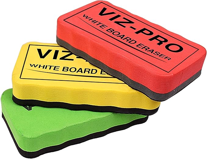 VIZ-PRO Whiteboard Easel/Portable Dry Erase Board, 36 x 24 Inches, with 3 Colored Erasers and 12-Count Markers