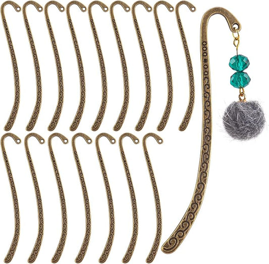 Framendino, 20 Pieces Alloy Bookmark Hook Retro Metal Tibetan DIY Bookmarks for Reading Enthusiasts (Bronze)