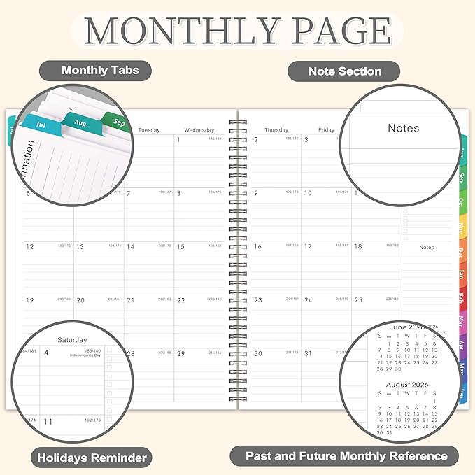 2026-2027 Planner - 2026-2027 Weekly and Monthly Planner, 9” × 11”, from JUL 2026 to JUN. 2027, Inner Pocket, Premium Paper, Twin-wire Binding, Make Life Productive - Gray