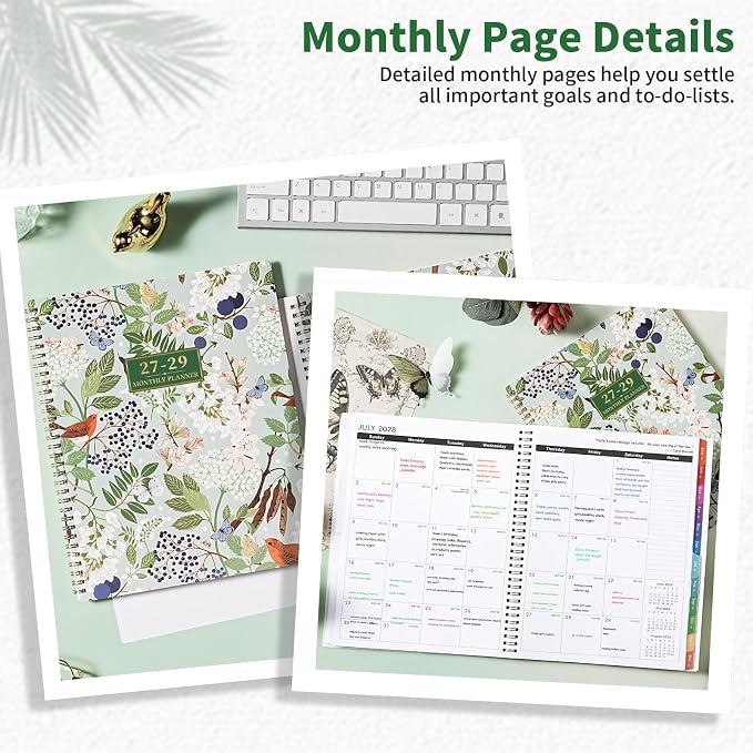2027-2029 Monthly Planner/Calendar - 3 Year Monthly Planner 2027-2029, January 2027 - December 2029, 9" x 11", 3 Year Calendar 2027-2028-2029 Monthly Planner with Colorful Tabs, Notes Pages, Inner Pocket