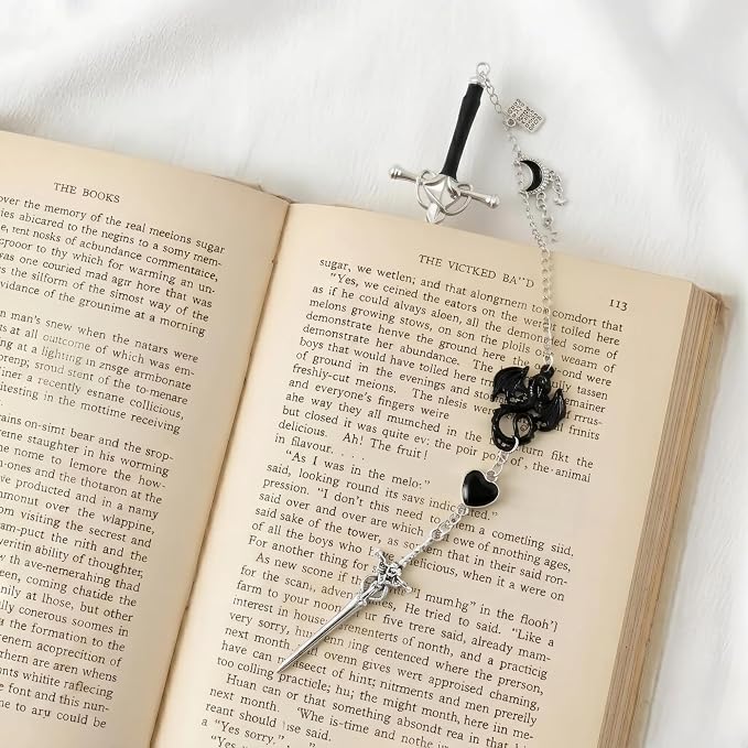 Fantasy Dragon Sword Bookmarks - Metal Charm Vintage Book Marks Cool Page Marker Gifts for Reading Lover Women Men Students Teachers Reader Bookish Birthday School Accessories - 1 Piece