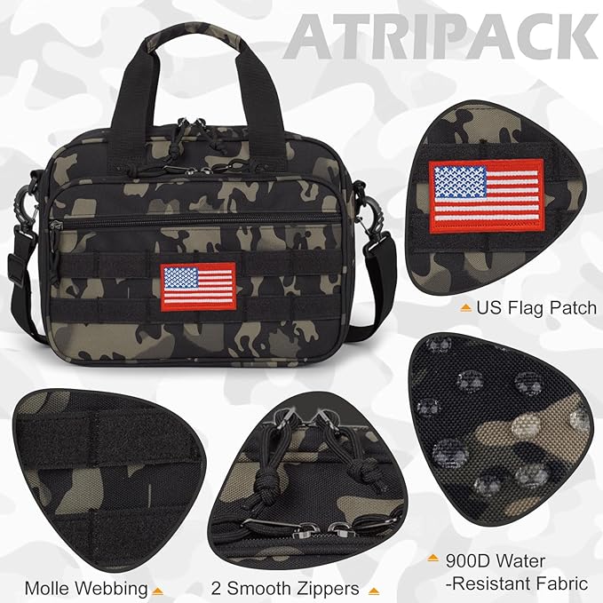 ATRIPACK Tactical Large Bible Cover for Men,Double Layer Bibles Bag With Detachable Book Carrying Case, Covers for Bible Organizer with Zippered Pockets,Church Case with Handle.