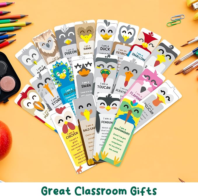 100 Pack Bookmarks for Kids – Bulk Bookmarks for Reading with Animal Fun Facts – Back to School Gifts for Student, Classroom, Teacher Prizes