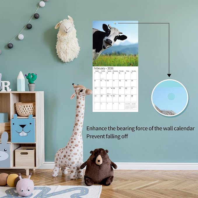 2026 Wall Calendar,Calendar 2026, November 2025 - December 2026, Wall Calendar Cows, 12" x 24" Opened,Full Page Months Thick & Sturdy Paper for Calendar Organizing & Planning