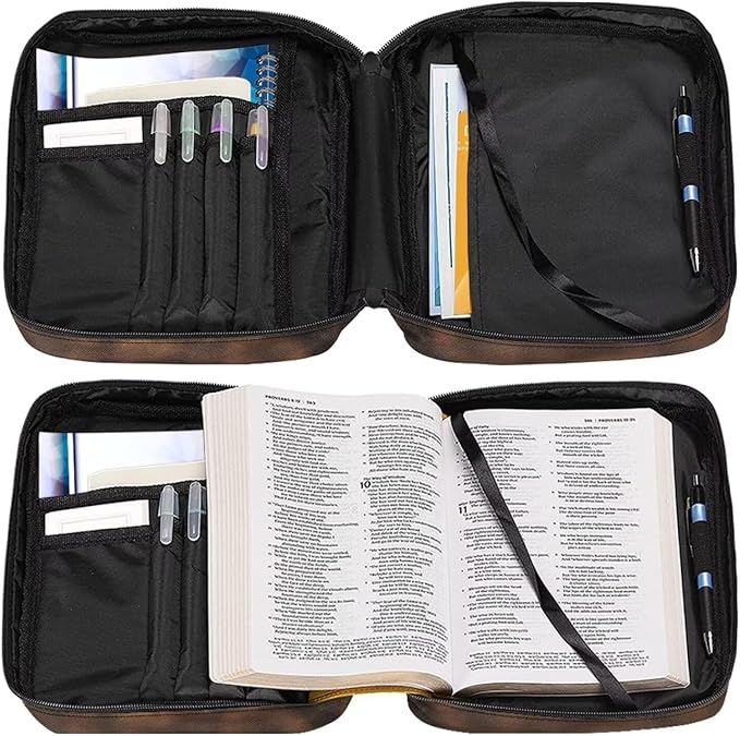 Suobstales Eagle Cross Fire Print Bible Cover Carrying Book Case for Women Men Lightweight Bible Bag Bible Protective with Handle and Zippered Pocket