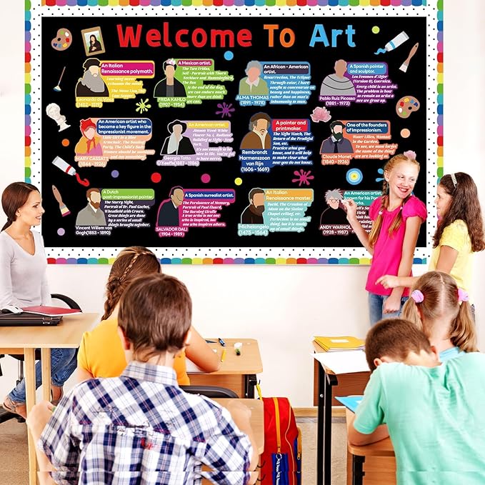 Art Classroom Decor Welcome to Art Bulletin Board Classroom Decorations Painting Bulletin Board Set Famous Artist Cutouts Decoration for Back to School Home Office Window Wall Door Supplies