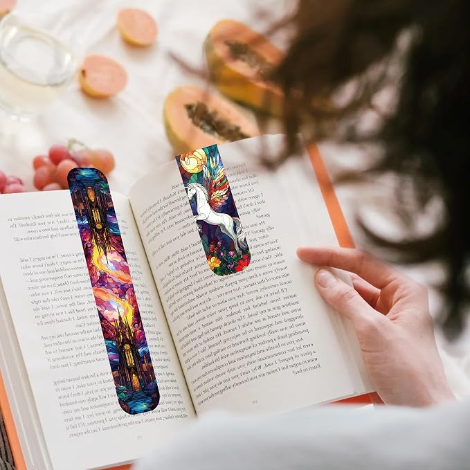 Fantasy Magnetic Bookmarks, 30 Pcs Stained Glass Magnet Book Markers, Aesthetic Book Marks Gifts for Reading Women Book Lovers