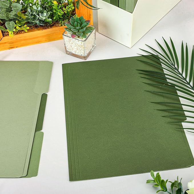 Whaline Sage Green File Folders Letter Size 12 Packs 3 Colors Gradient Green File Pockets with 1/3 Cut Tab for Home Office Classroom Supplies, 8.9 x 11.6 Inch