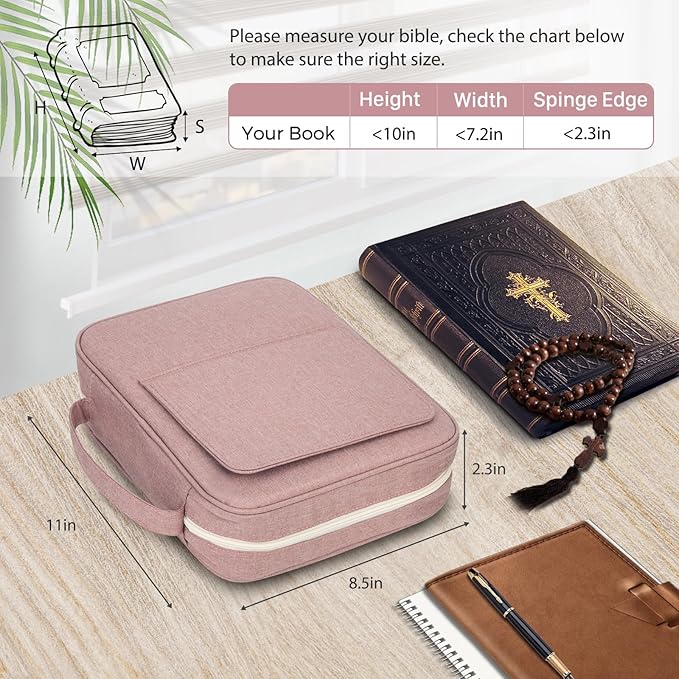 Bible Covers for Men & Women, Bible Case Carrying Church Bag with Book Stand, Bible Bag with Handle, Zipper and Multi-Pockets for Scripture Study Bible Protector