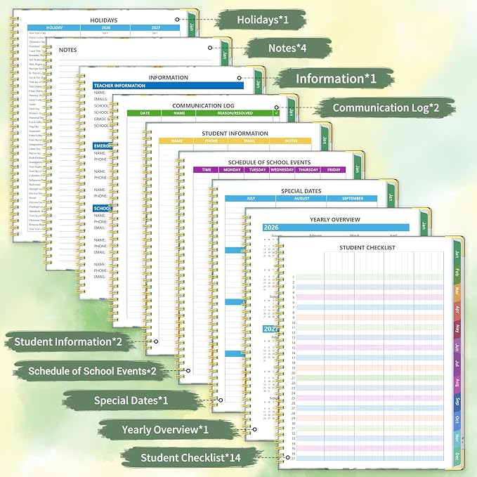 Teacher Planner 2026-2027, July 2026 to June 2027 Academic Year, 8.5" x 11" Lesson Planner Book for Teachers with Colorful Tabs, Teacher Calendar for Classroom or Homeschool, Hardcover, Butterfly