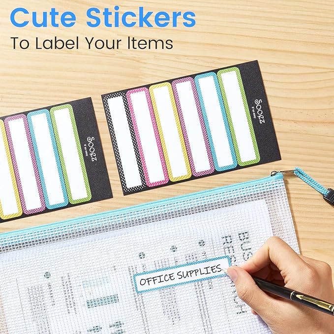 Sooez 36 Pack Mesh Zipper Pouch with Sticky Labels, A4 Mesh Bags, Sturdy Letter Size File Folders Organizer, Office School Classroom Teacher Supplies, Toy Storage Bag Board Game Puzzles Organization