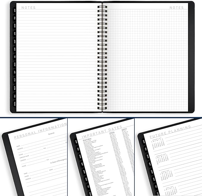 AT-A-GLANCE 2026 Planner, Weekly & Monthly, 7" x 8.75", Medium, Contemporary Lite, Black (70545X0526)