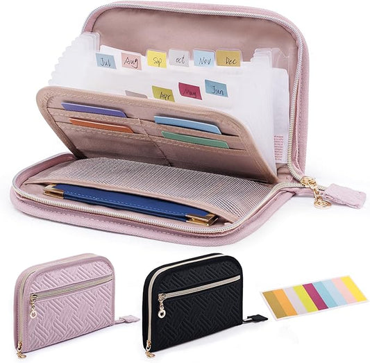 Receipt Organizer with 12 Pockets 8x5.5" Small Receipt Holder Organizer - Accordion File Organizer - Cash/Bill Organizer -Coupon Holder - Budget Binder Money Organizer for Travel, Business