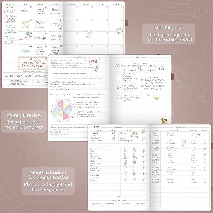 Legend Hourly Planner PRO Premium – Undated Schedule Planner with Time Slots – Weekly, Monthly & Daily Personal Organizer, A4 (Rose Gold)