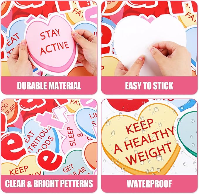 JarThenaAMCS Valentine' s Day Health Habits Bulletin Board Set Conversation Heart Paper Cutouts Be Sweet to Your Heart Classroom Decorations for School Home Wall Door Decor Valentines Party Supplies