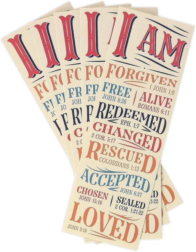 Salt & Light, I Am Forgiven Free Alive Redeemed Bookmarks, 2 x 6 inches, 25 Bookmarks