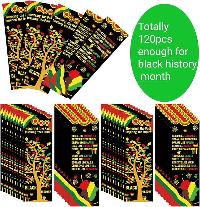 120pcs Black History Month Bookmarks Black History Month Decorations African American Gift Sets February Black History Month Flash Cards for Classroom Bulletin Board MLK Day Party