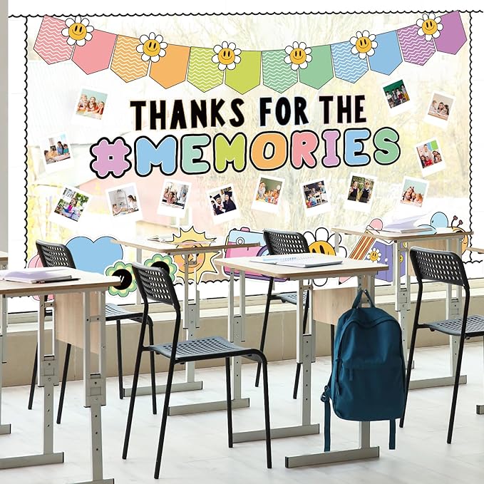 FYSUIMU 88Pcs Graduation Bulletin Board Decorations Set Memories Boho Daisy DIY Photo End of The Year Cutouts for Class of 2026 School Classroom Blackboard Chalkboard Wall Decor