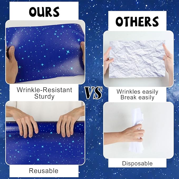 Blue Night Sky Bulletin Board Roll Reusable Waterproof Erasable Outer Space Non-Woven Fabric Bulletin Board Not Easy to Fade Wrinkle Resistant Galaxy Poster for Classroom Decor Wrap Craft 15.5" x12ft
