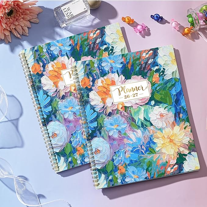 Planner 2026-2027 - 2026-2027 Planner Weekly and Monthly, July 2026 - June 2027, 8.5" x 11", Academic Planner 2026-2027 with Marked Tabs, Back Pocket, Perfect Daily Organizer - Floral