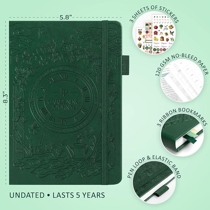 Legend Gardening Journal – 5-Year Garden Journal Planner & Log Book with Gardening Calendar & Plant Logs – Hardcover Garden Planner (Forest Green)