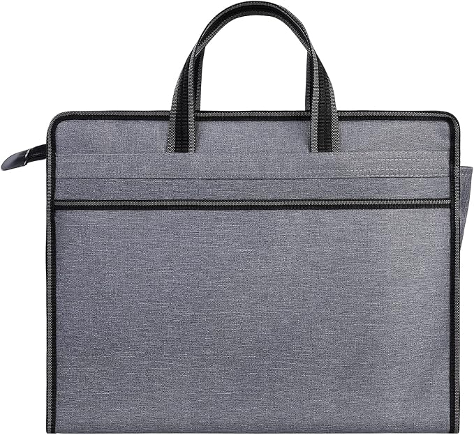 Oxford Zippered Document Bag with Handle File Tote Bag Pouch for Carrying Paper Files Books Filing Folder 1 Pack (H-Gray)