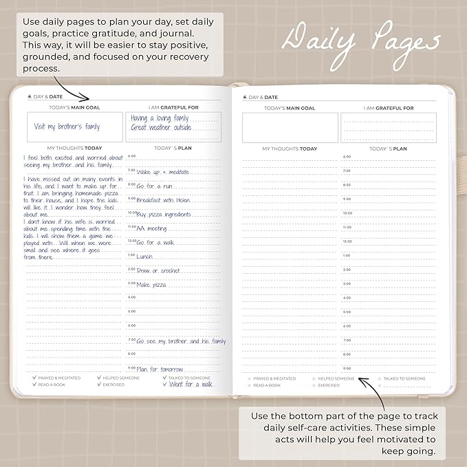 Clever Fox Addiction Recovery Journal – Addiction Treatment Planner & Workbook – Daily Sobriety Journal for Recovery Progress, A5 (Seashell)