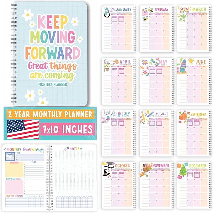 2026-2027 Monthly Planner - 2 Year Monthly Planner 2026-2027, Month Calendar Planners 2026 to 2027, Calendar Book, Teal Month Planners & Organizers