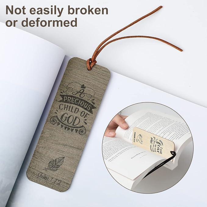 Chunful 20 Pieces Bible Verse Bookmarks Bulk Wooden Christian Religious Scripture Bookmarks Inspirational Gifts for Women Men, Church Gifts, Father's Day & Party Favors, 5 x 2 Inches
