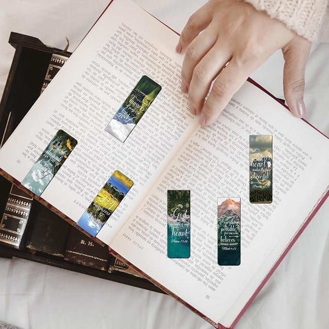 Bible Verse Magnetic Bookmarks - 30 PCs Christian Scripture Inspirational Aesthetic Book Marks Catholic Religious Motivational Book Marker Prayer Page Clips Reading Women Men Church Gifts